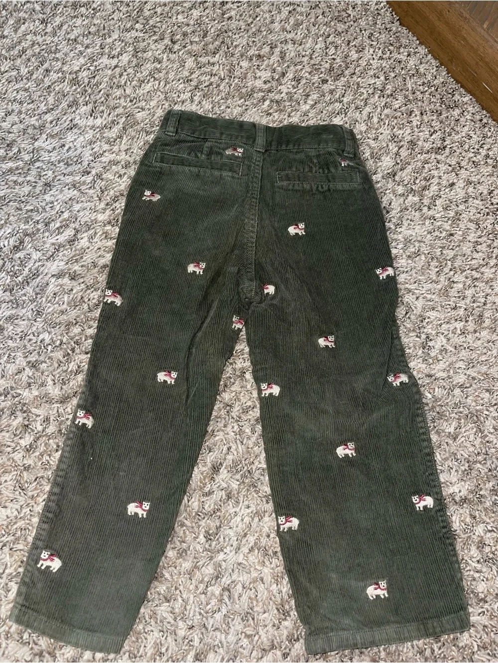 Gymboree Dark Green Corduroy Pants with Embroidered Dogs